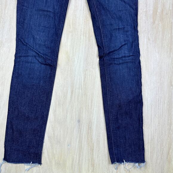 Rag & Bone Ankle Skinny Tonal River Mid Rise Raw Hem Blue Denim Jeans 25 - Picture 4 of 14